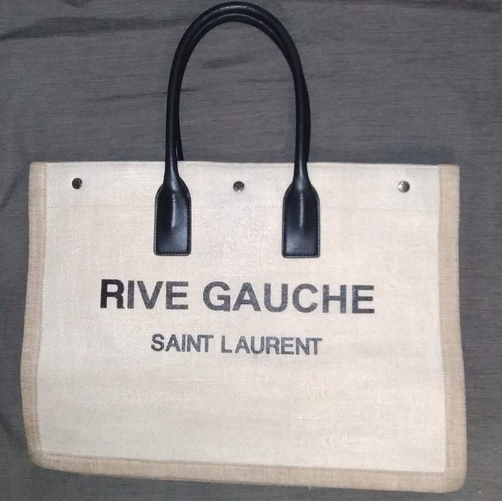 Saint Laurent RIVE GAUCHE Canvas Tote 18.75"x13.5" AUTHENTIC Excellent Condition
